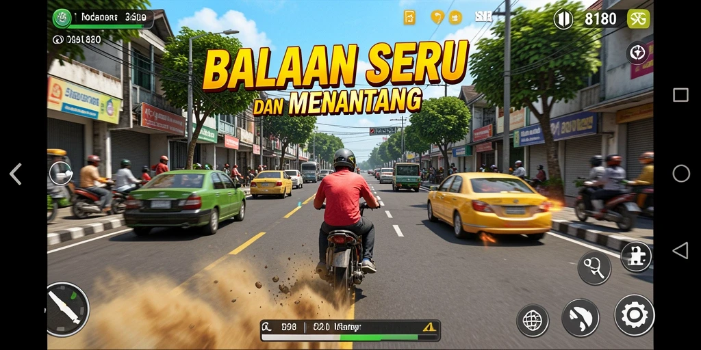 Tangkapan layar 8180 menampilkan momen seru balapan di jalanan kota.