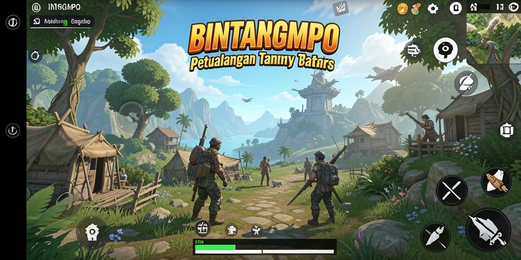 Screenshot BINTANGMPO menampilkan aksi eksplorasi dunia terbuka yang luas.