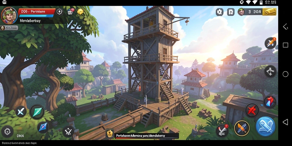 Screenshot gameplay D06 menampilkan aksi mendebarkan dalam Tower Defense.