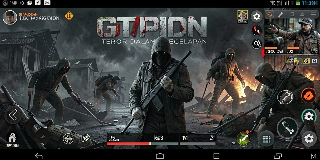 Tampilan gameplay GTPIDN dengan suasana menegangkan dan menyeramkan.