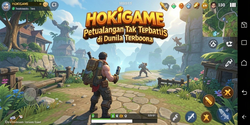 Gameplay HOKIGAME menampilkan petualangan seru di dunia terbuka.