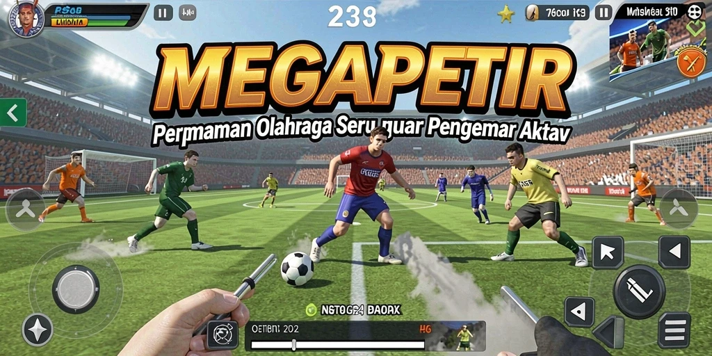 Tampilan gameplay menarik dalam MEGAPETIR yang menggambarkan olahraga nyata.
