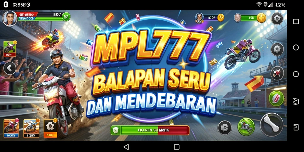 Gameplay MPL777 yang menegangkan dengan mobil balap yang cepat.