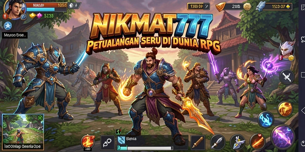 Screenshot gameplay NIKMAT777 yang menunjukkan pertempuran epik di dunia RPG.