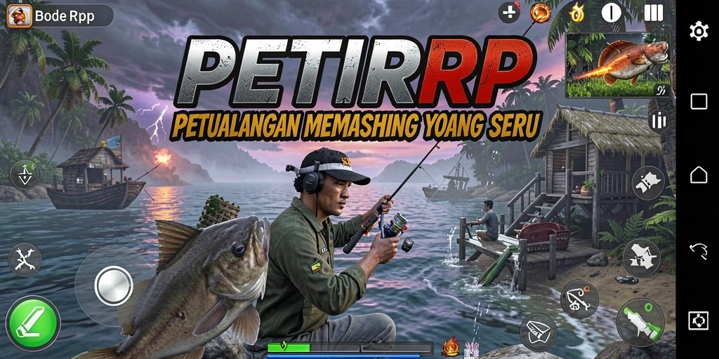 Tampilan gameplay PETIRRP saat menangkap ikan yang menegangkan.