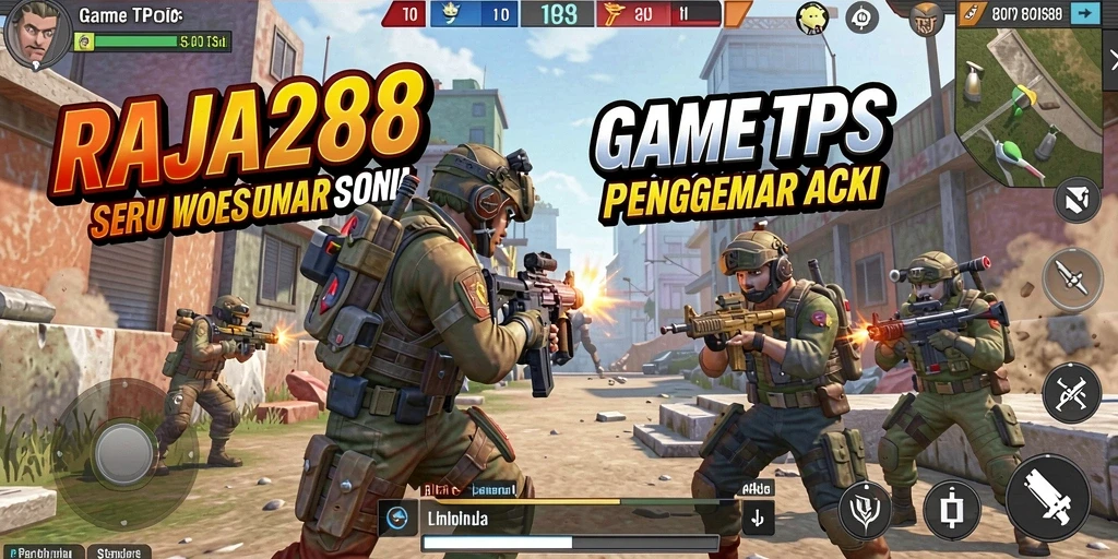 Screenshot RAJA288 menampilkan aksi intens dalam permainan TPS.