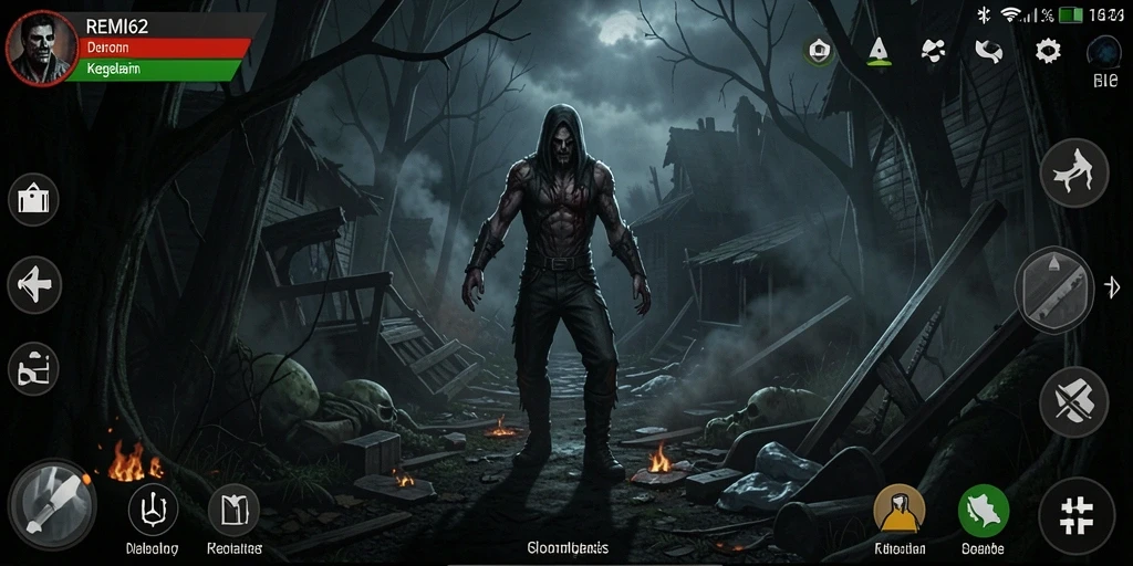 Screenshot gameplay REMI62 menunjukkan suasana horor yang menegangkan.