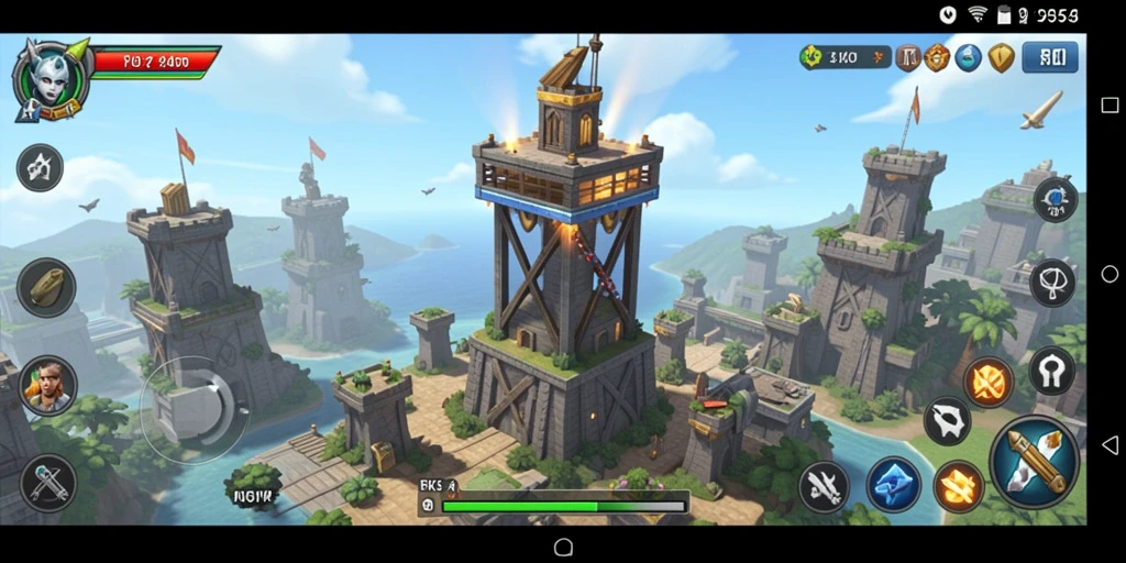 Tampilan gameplay RK55 yang mendebarkan dalam pertahanan menara.