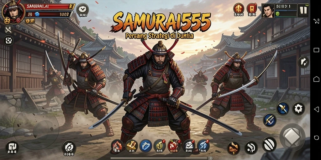 Tangkapan layar dari gameplay strategis SAMURAI555.
