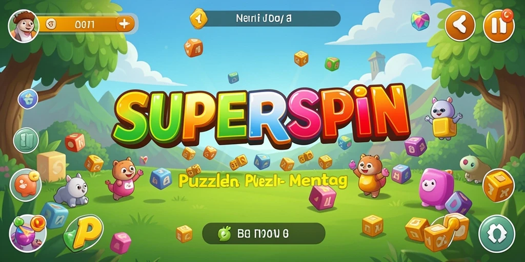 Tampilan gameplay menarik dari SUPERSPIN dengan teka-teki yang menantang.