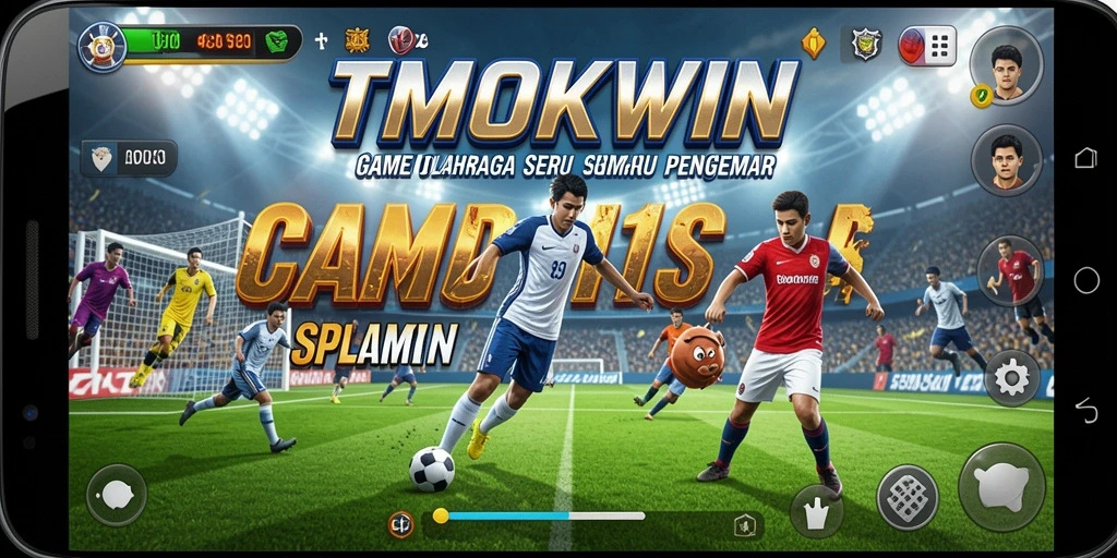 Screenshot gameplay TMOKWIN dengan aksi seru di lapangan olahraga.