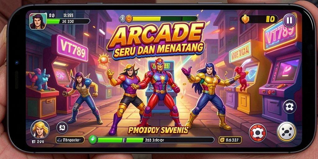 Tampilan gameplay menegangkan dari VT789 dalam genre Arcade.