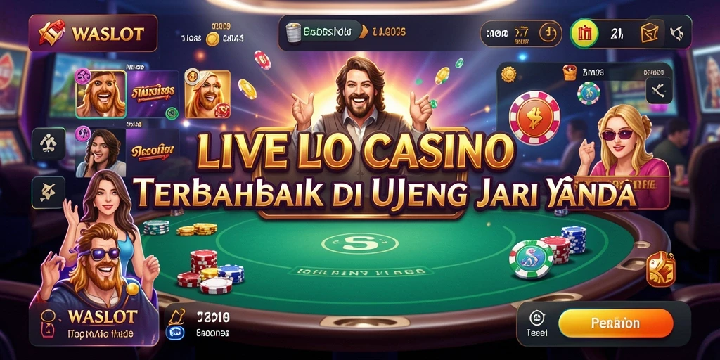 Screenshot menunjukkan dealer yang ramah dan gameplay Live Casino yang menarik.